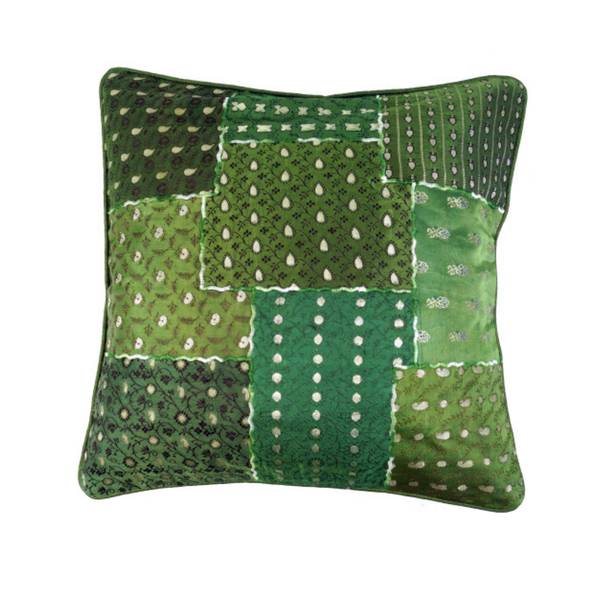 Sari patchwork pudebetræk - Grøn
