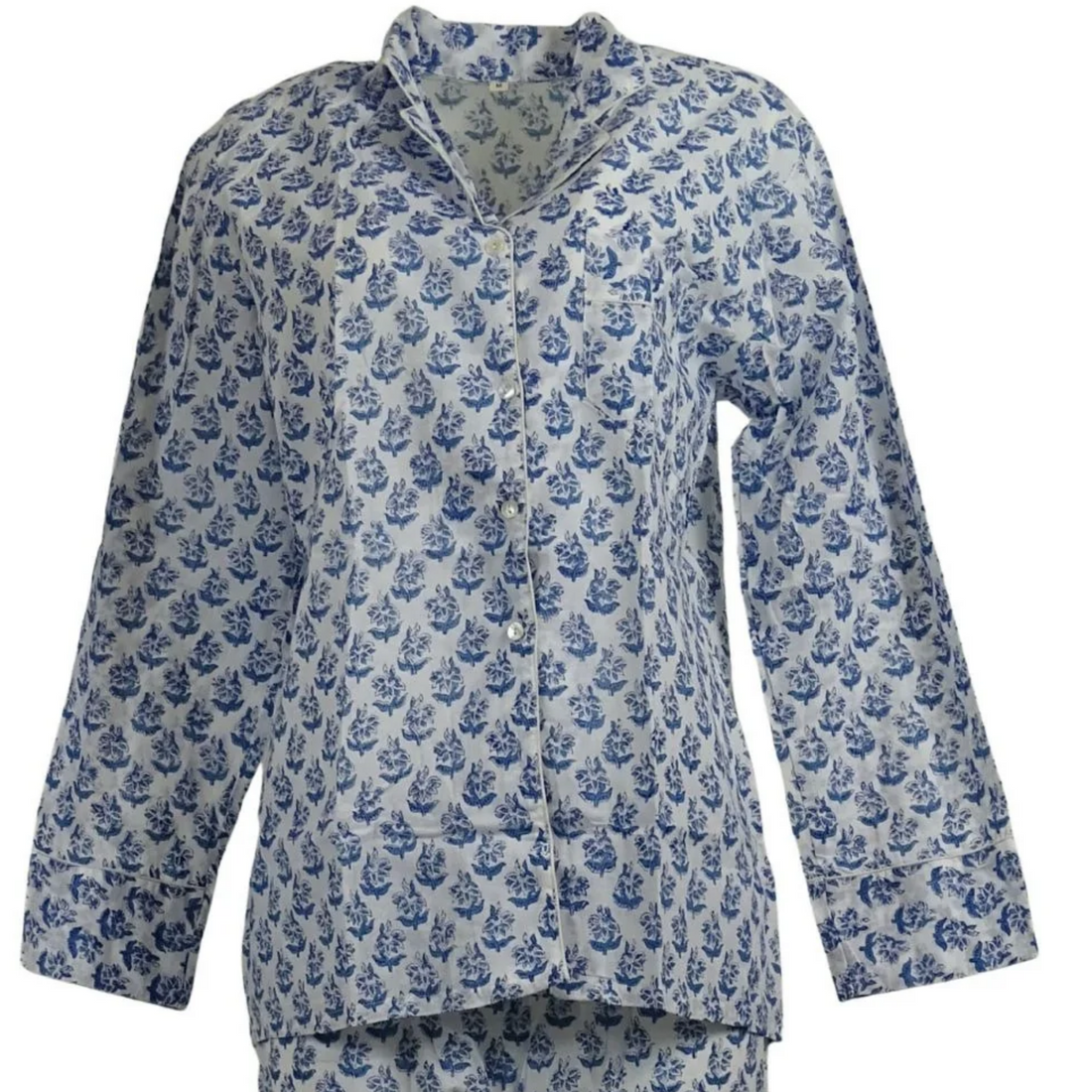 Pyjamas Blockprint Blue Flowers