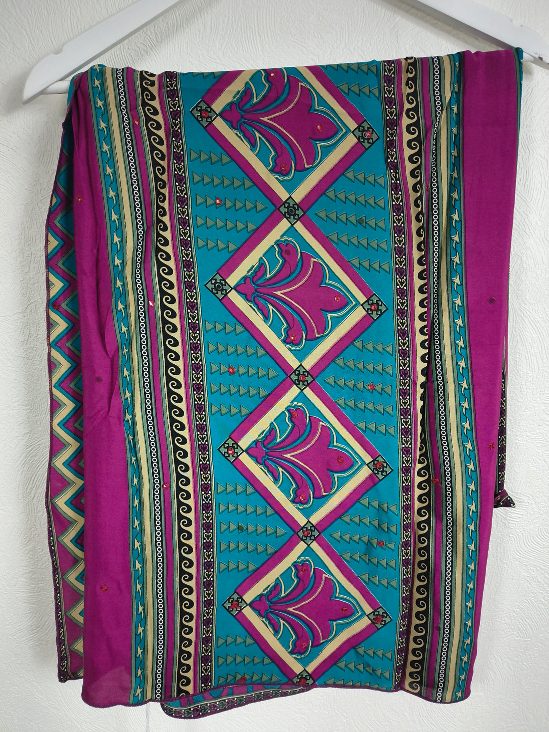 Meera Silketørklæde Fuchsia Petrol