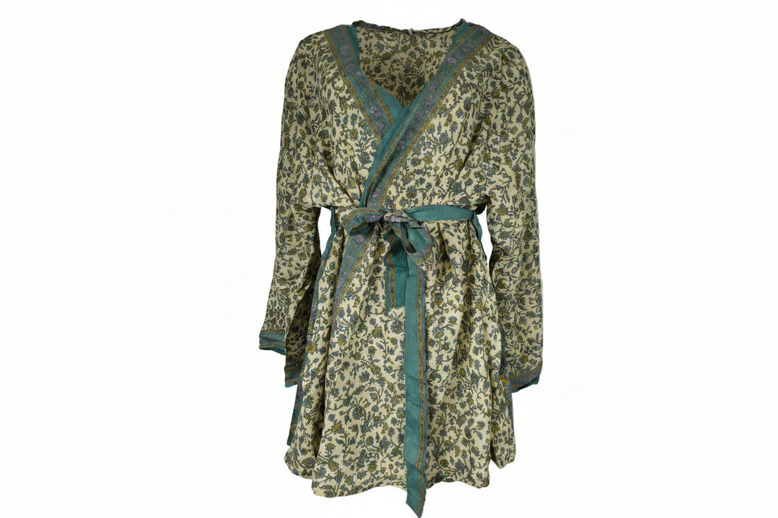 Avani Kimono Minty Flowers