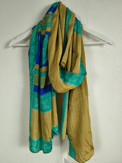 Meera Silketørklæde Turquoise Beige