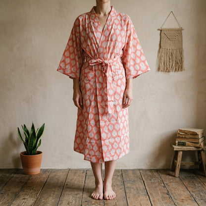 Kimono Blockprint Coral