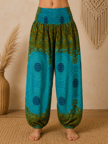 Haremsbukser Mandala Turquoise Blue