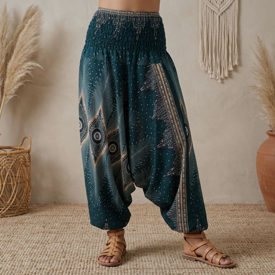 Thai Baggy Haremsbukser Diamond Turquoise